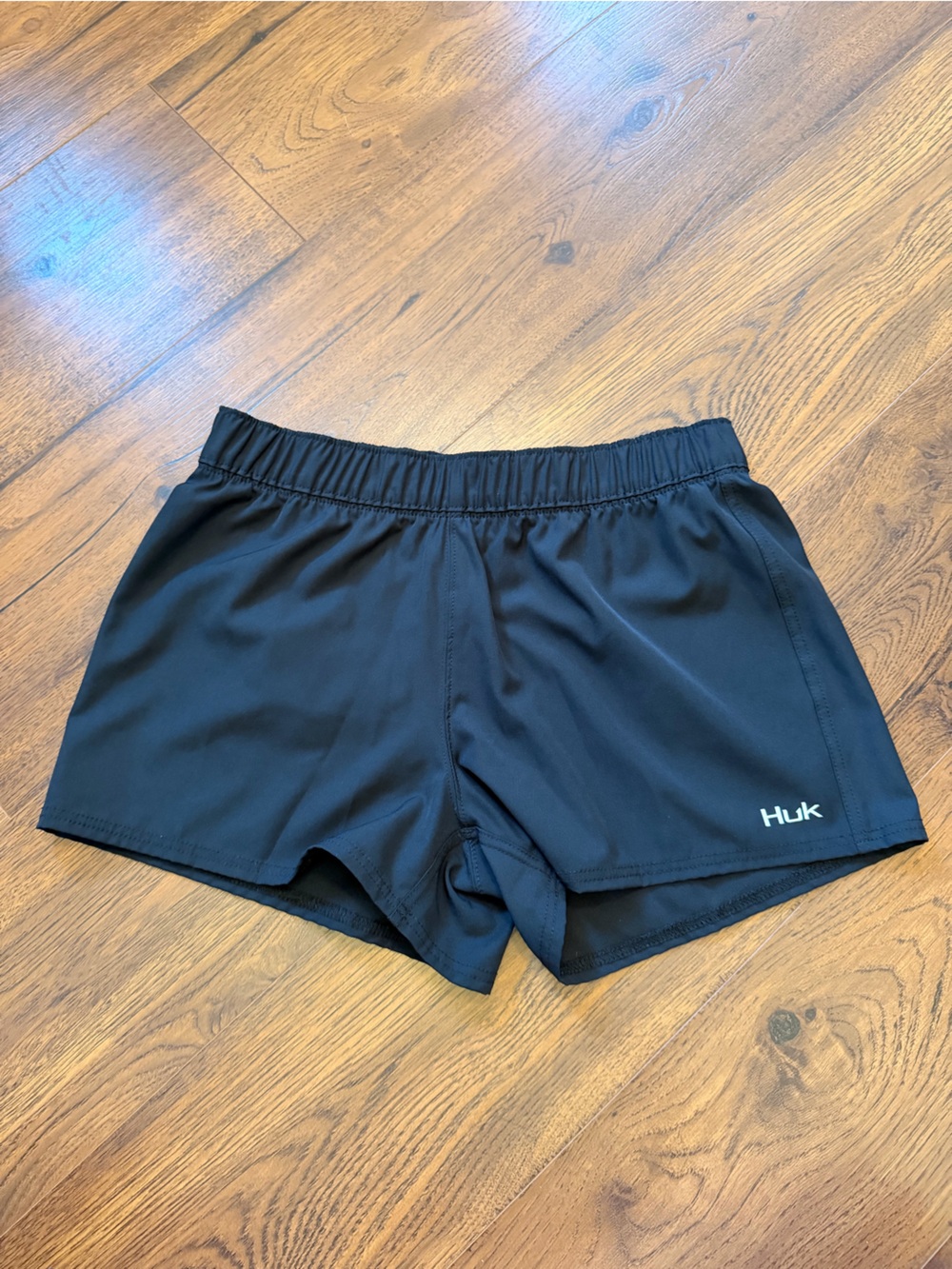 Huk Black Elastic Waist Swim Shorts